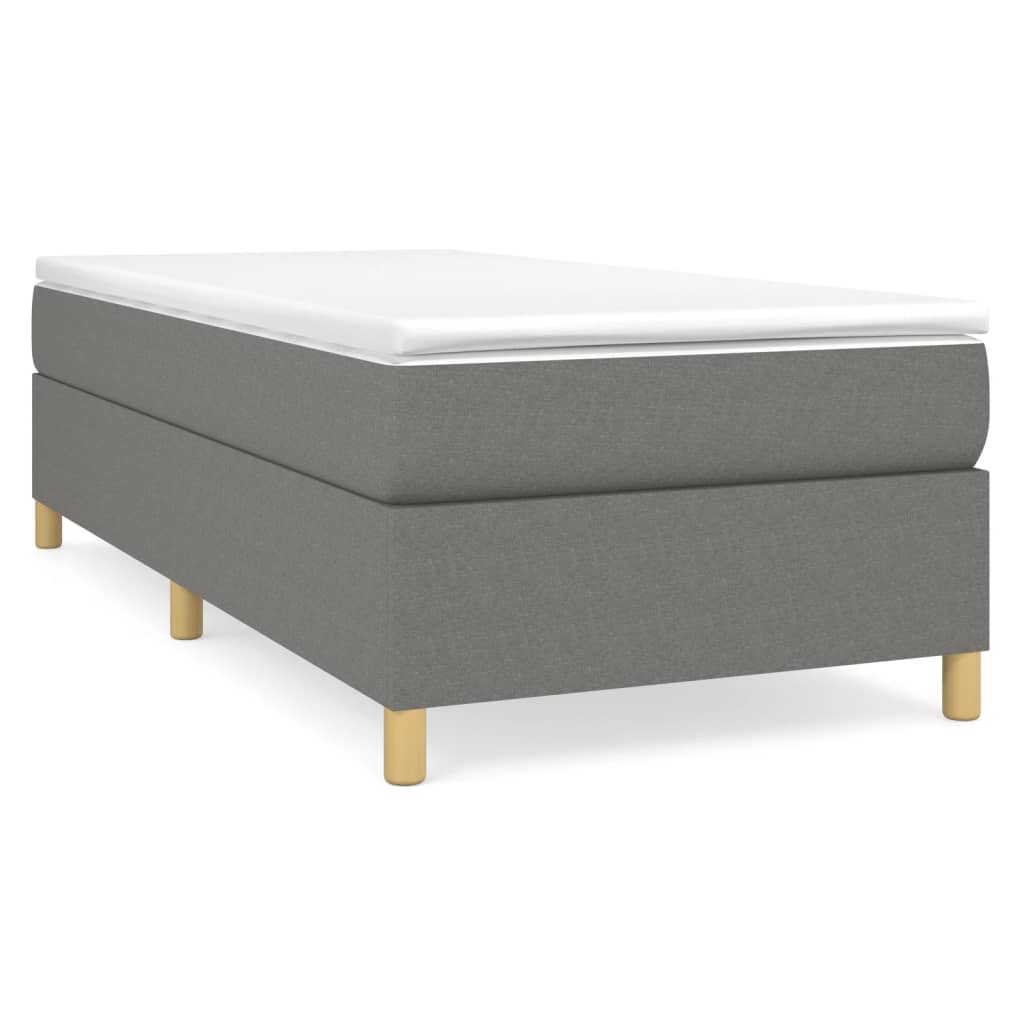 vidaXL Box Spring Bed Frame Dark Grey Single Fabric