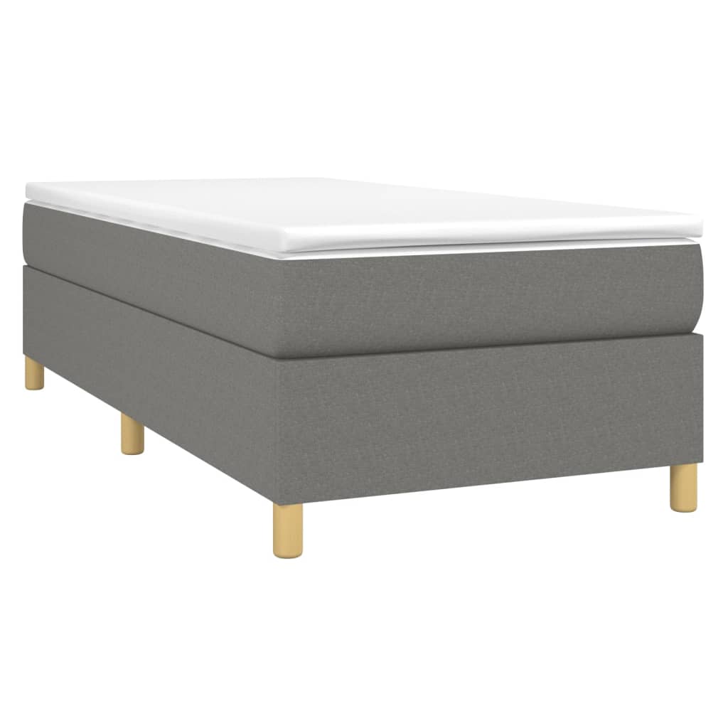 vidaXL Box Spring Bed Frame Dark Grey Single Fabric