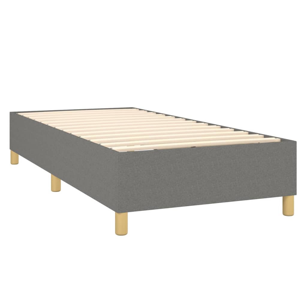 vidaXL Box Spring Bed Frame Dark Grey Single Fabric