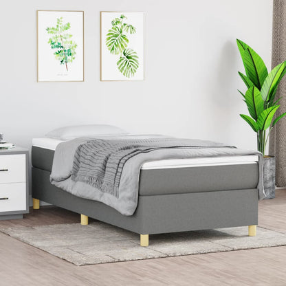 vidaXL Box Spring Bed Frame Dark Grey Single Fabric