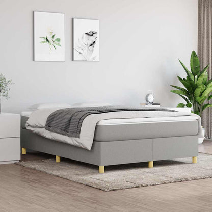 vidaXL Box Spring Bed Frame Light Grey Double Fabric