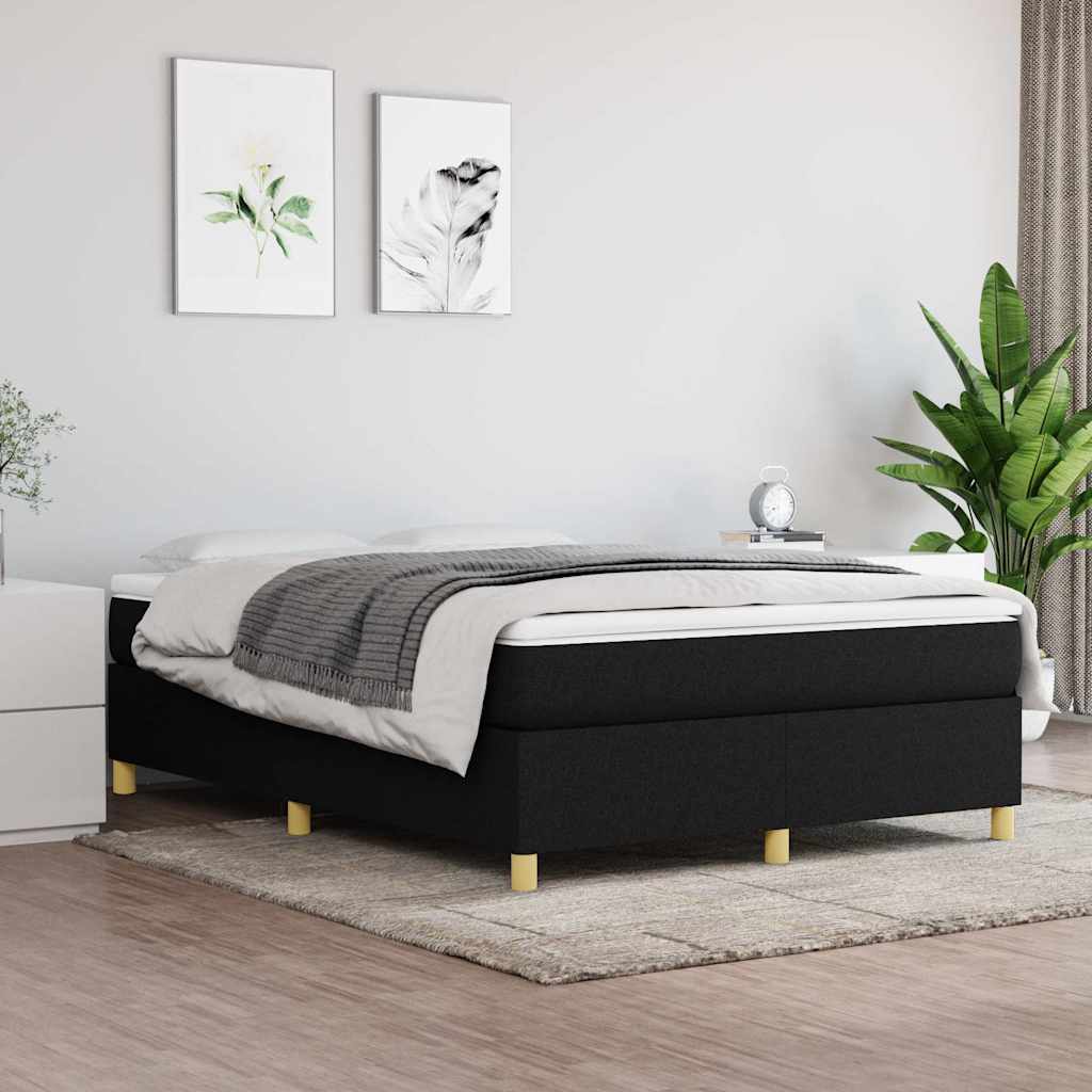 vidaXL Box Spring Bed Frame Black Double Fabric