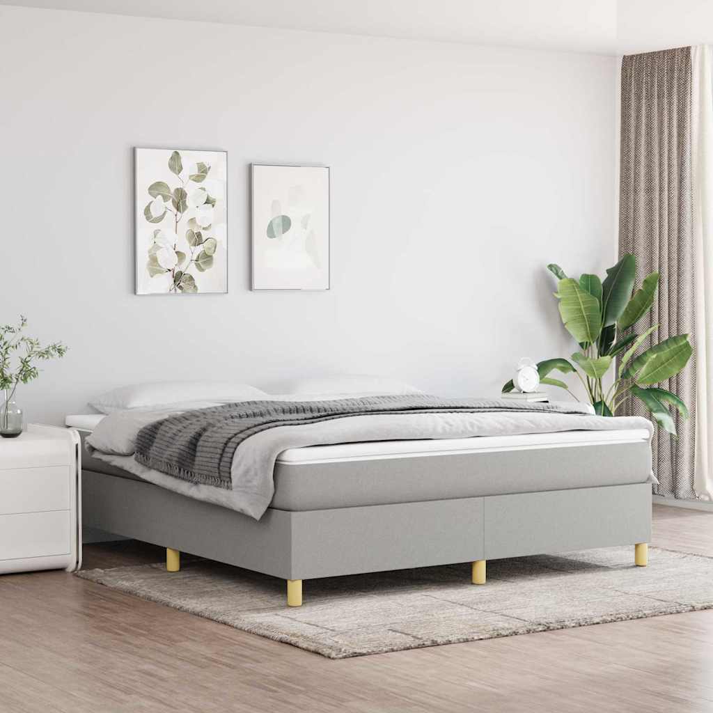 vidaXL Box Spring Bed Frame Light Grey Super King Fabric