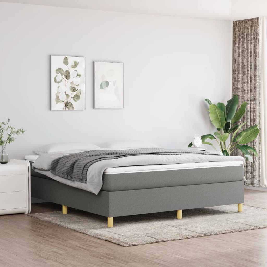 vidaXL Box Spring Bed Frame Dark Grey Super King Fabric (UK/IE/FI/NO only)