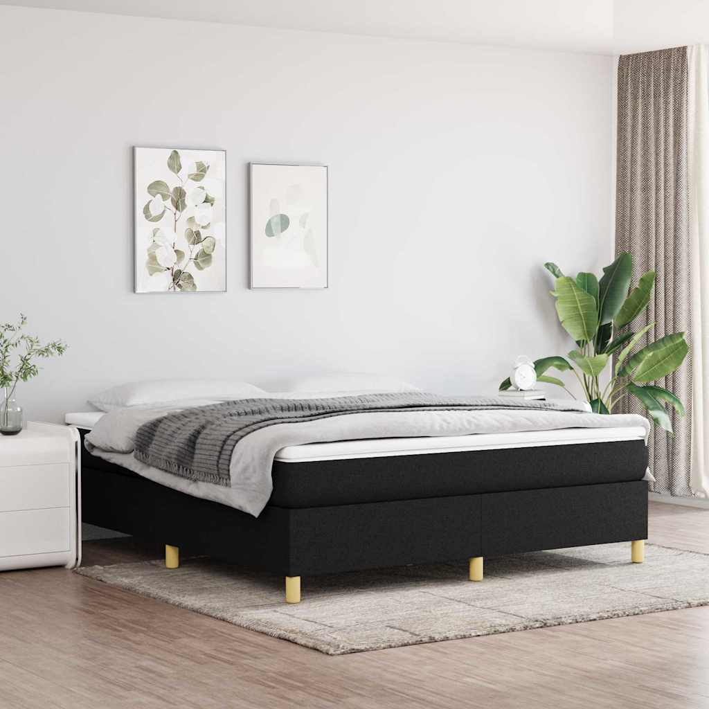 vidaXL Box Spring Bed Frame Black Super King Fabric