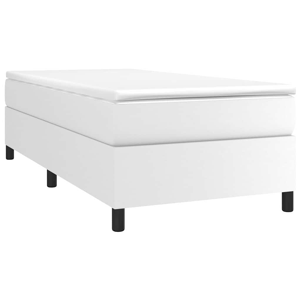 vidaXL Box Spring Bed Frame White Single Faux Leather