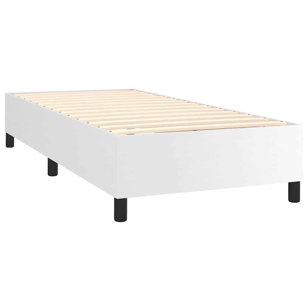 vidaXL Box Spring Bed Frame White Single Faux Leather