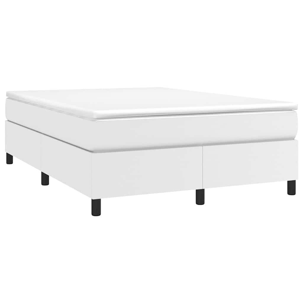 vidaXL Box Spring Bed Frame White Double Faux Leather
