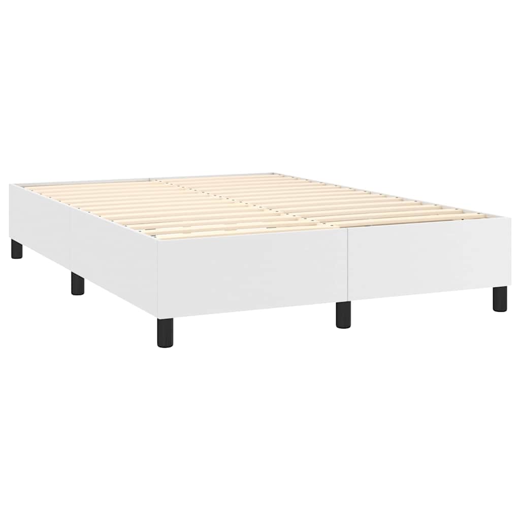 vidaXL Box Spring Bed Frame White Double Faux Leather