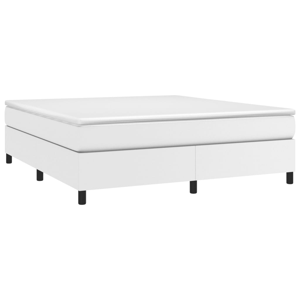 vidaXL Box Spring Bed Frame White Super King Faux Leather