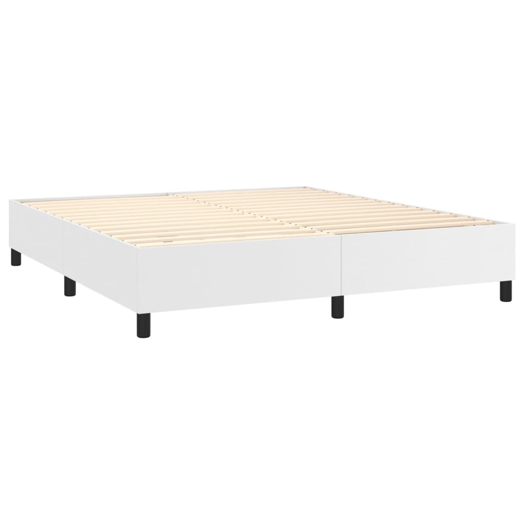 vidaXL Box Spring Bed Frame White Super King Faux Leather