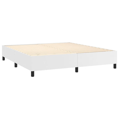 vidaXL Box Spring Bed Frame White Super King Faux Leather