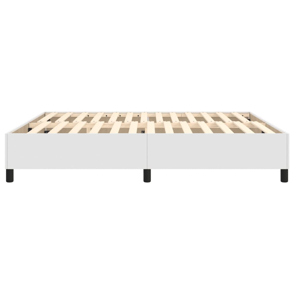 vidaXL Box Spring Bed Frame White Super King Faux Leather