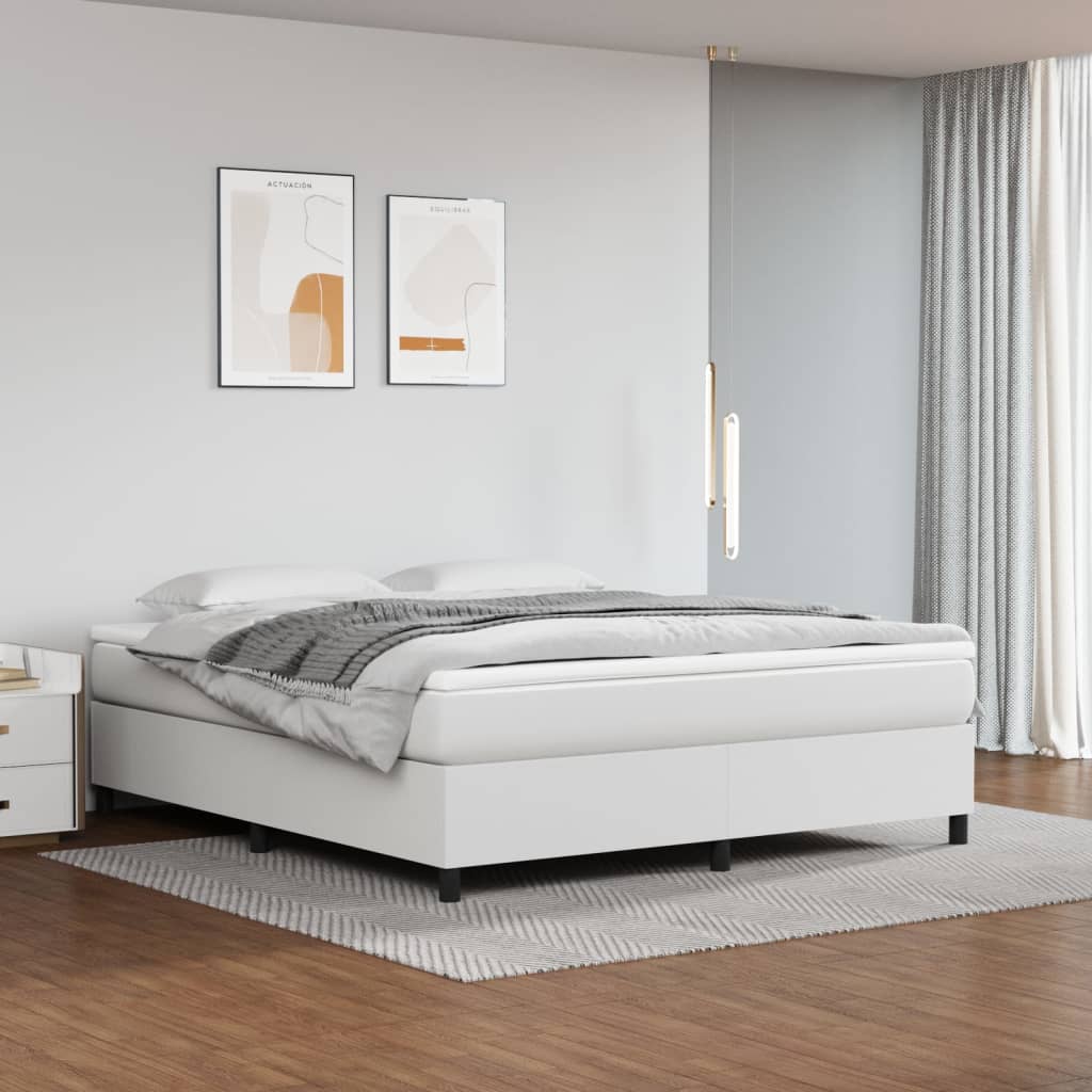 vidaXL Box Spring Bed Frame White Super King Faux Leather