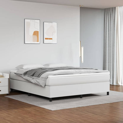 vidaXL Box Spring Bed Frame White Super King Faux Leather