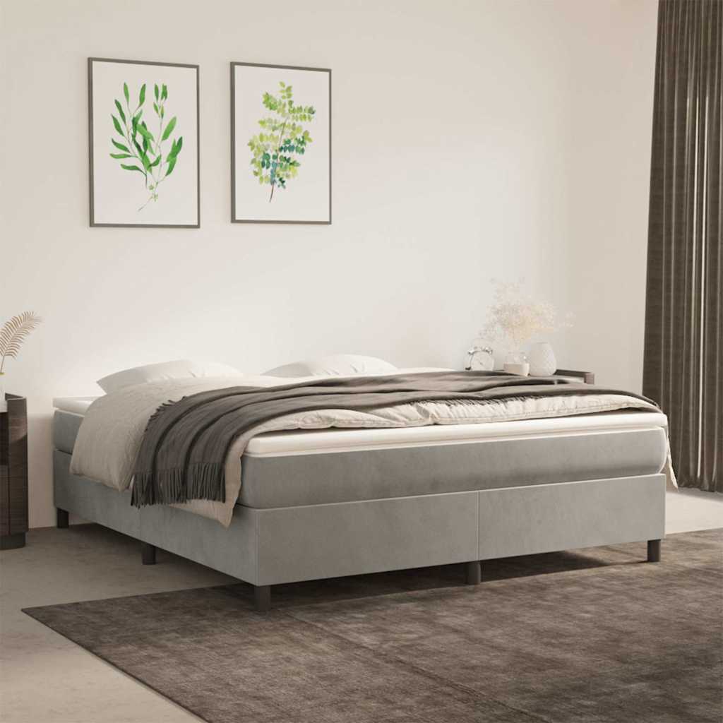 vidaXL Box Spring Bed Frame Light Grey Super King Velvet