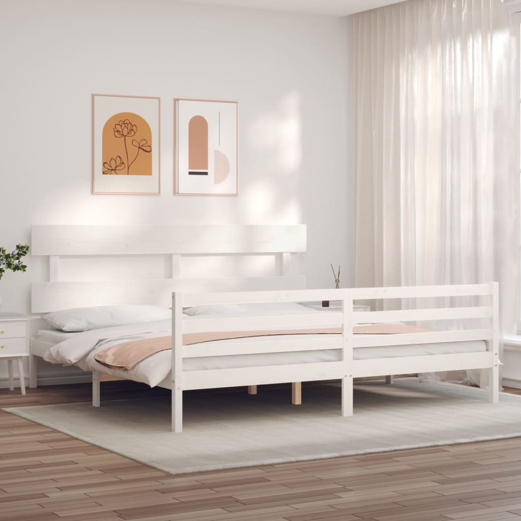 vidaXL Bed Frame without Mattress White 200x200 cm Solid Wood