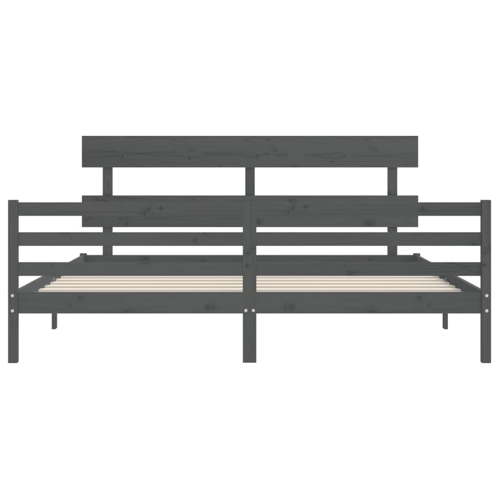 vidaXL Bed Frame without Mattress Grey 200x200 cm Solid Wood