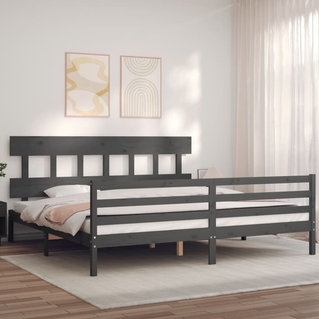 vidaXL Bed Frame without Mattress Grey 200x200 cm Solid Wood