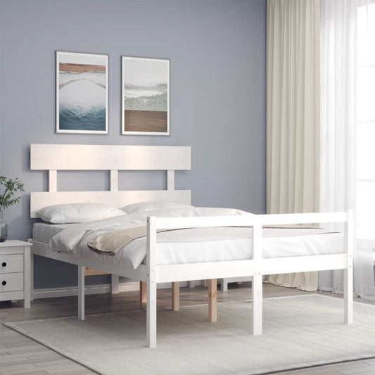 vidaXL Senior Bed without Mattress White Small Double Solid Wood