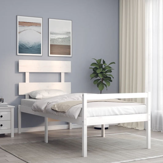 vidaXL Senior Bed without Mattress White 90x200 cm Solid Wood