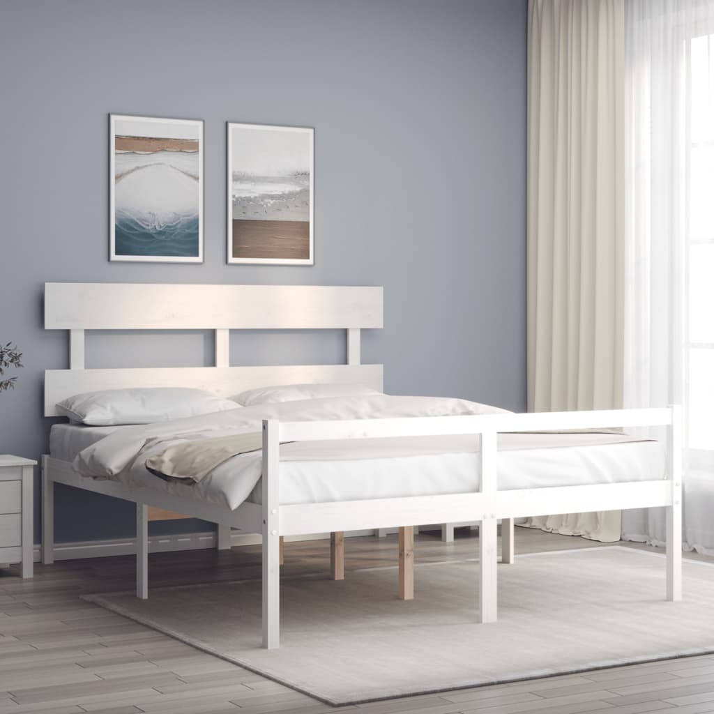 vidaXL Senior Bed without Mattress White 160x200 cm Solid Wood