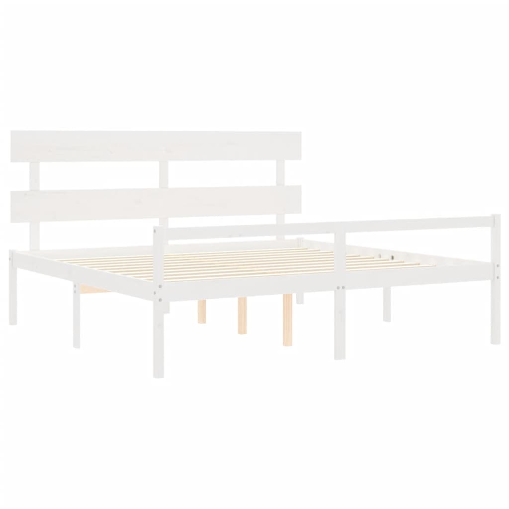 vidaXL Senior Bed without Mattress White Super King Size Solid Wood