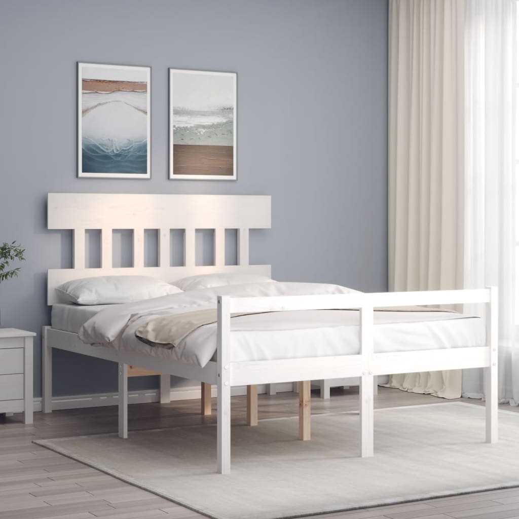 vidaXL Senior Bed without Mattress White 140x190 cm Solid Wood