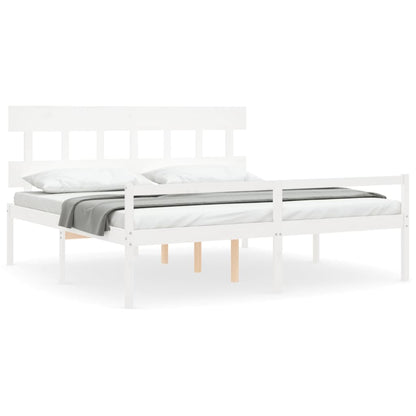 vidaXL Senior Bed without Mattress White Super King Size Solid Wood
