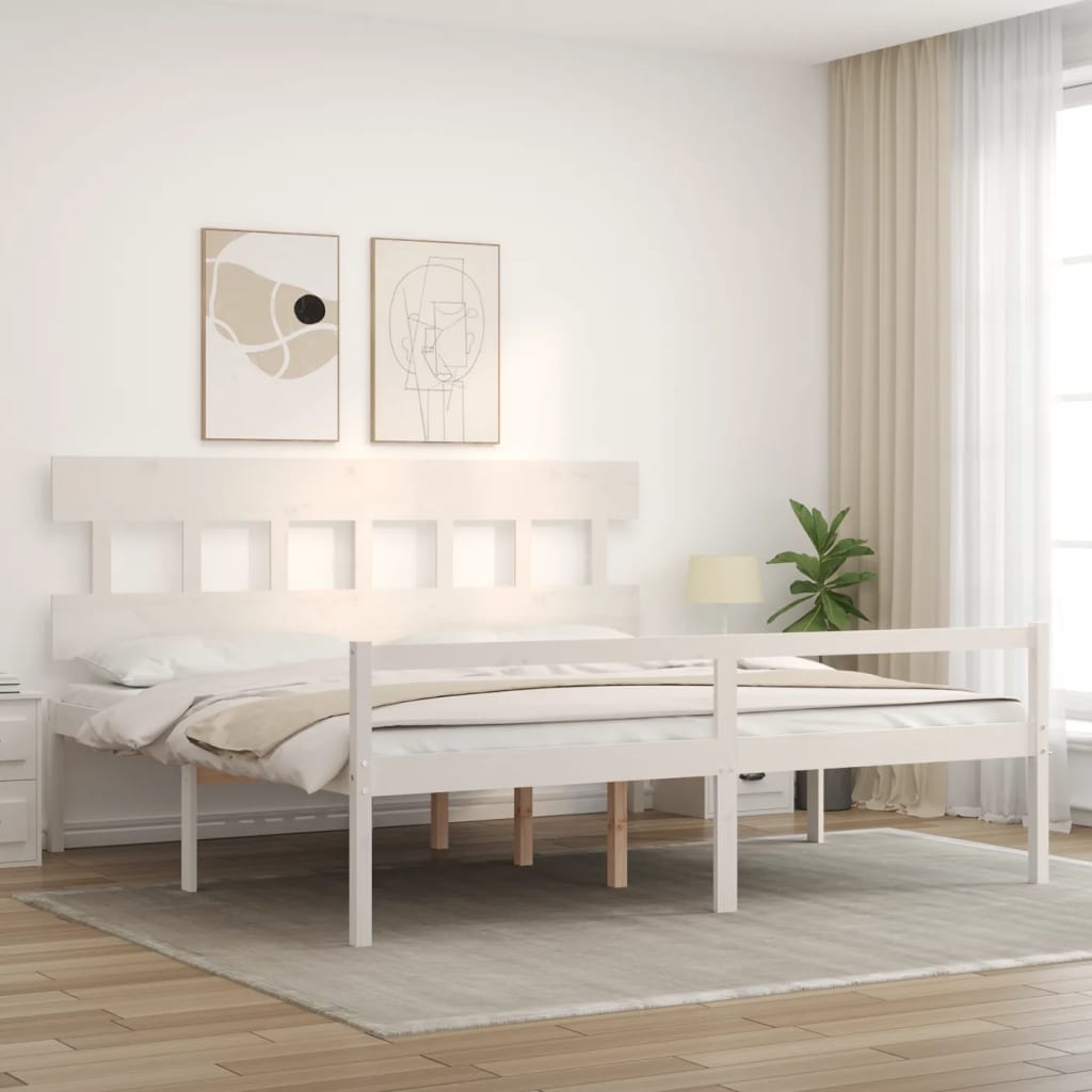 vidaXL Senior Bed without Mattress White Super King Size Solid Wood