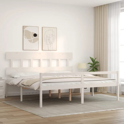 vidaXL Senior Bed without Mattress White Super King Size Solid Wood