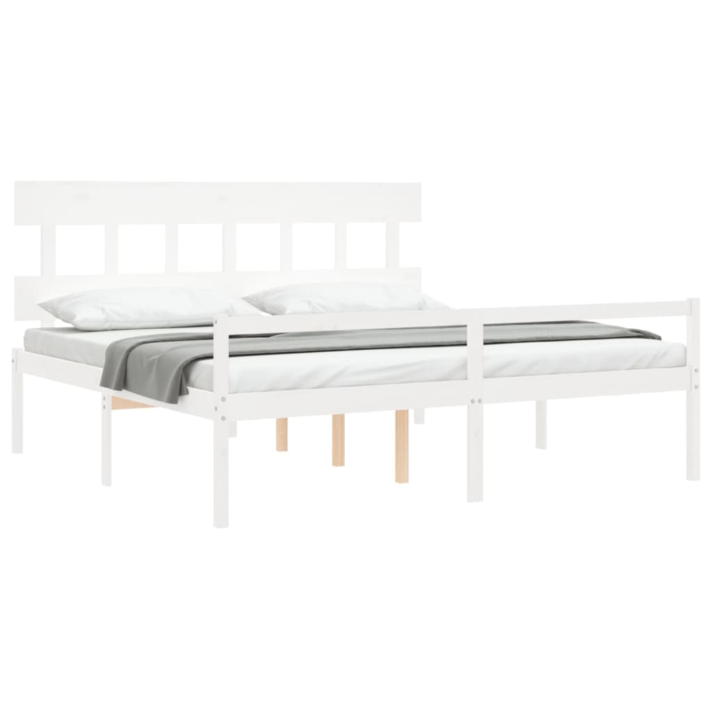 vidaXL Senior Bed without Mattress White Super King Size Solid Wood