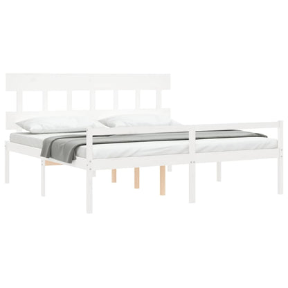 vidaXL Senior Bed without Mattress White Super King Size Solid Wood