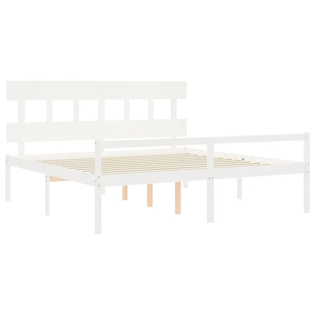 vidaXL Senior Bed without Mattress White Super King Size Solid Wood