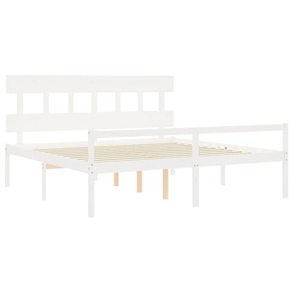 vidaXL Senior Bed without Mattress White Super King Size Solid Wood