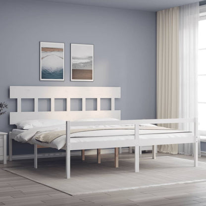 vidaXL Senior Bed without Mattress White Super King Size Solid Wood