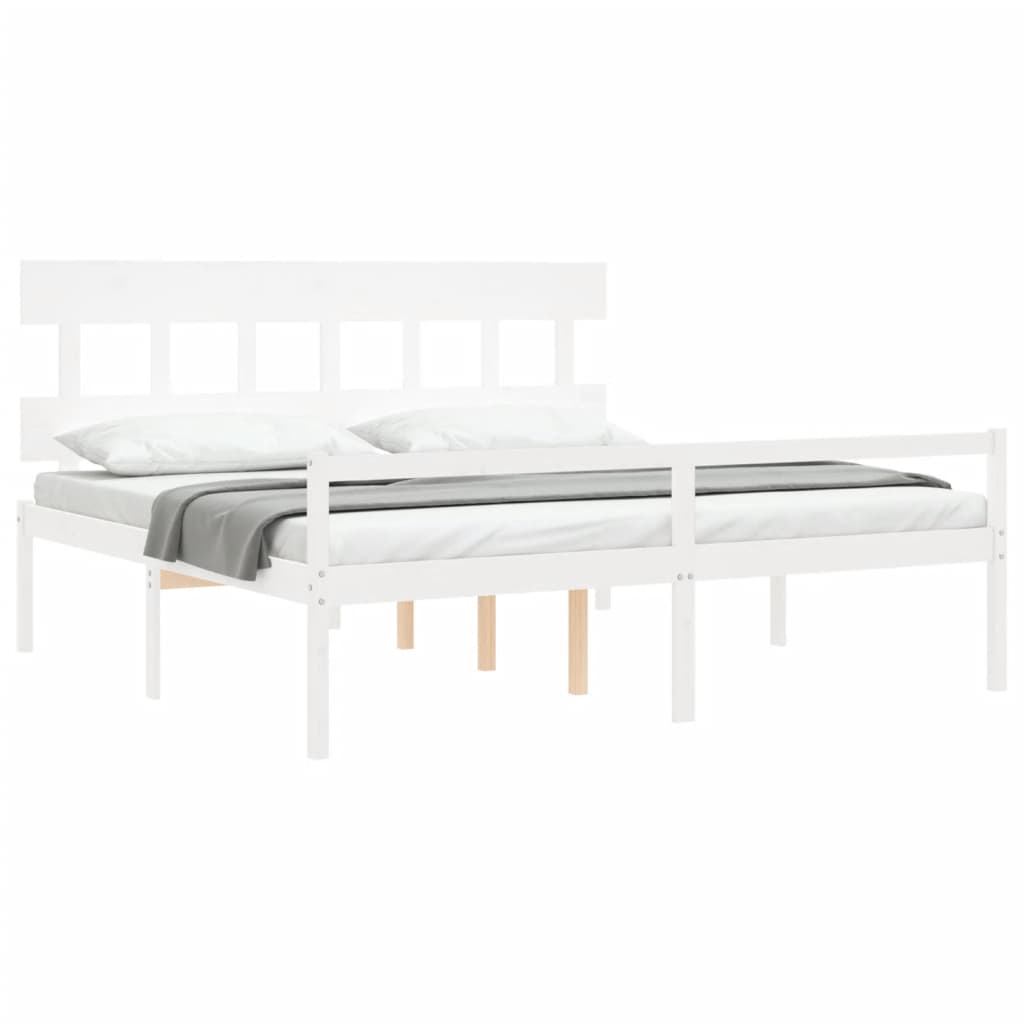 vidaXL Senior Bed without Mattress White 200x200 cm Solid Wood