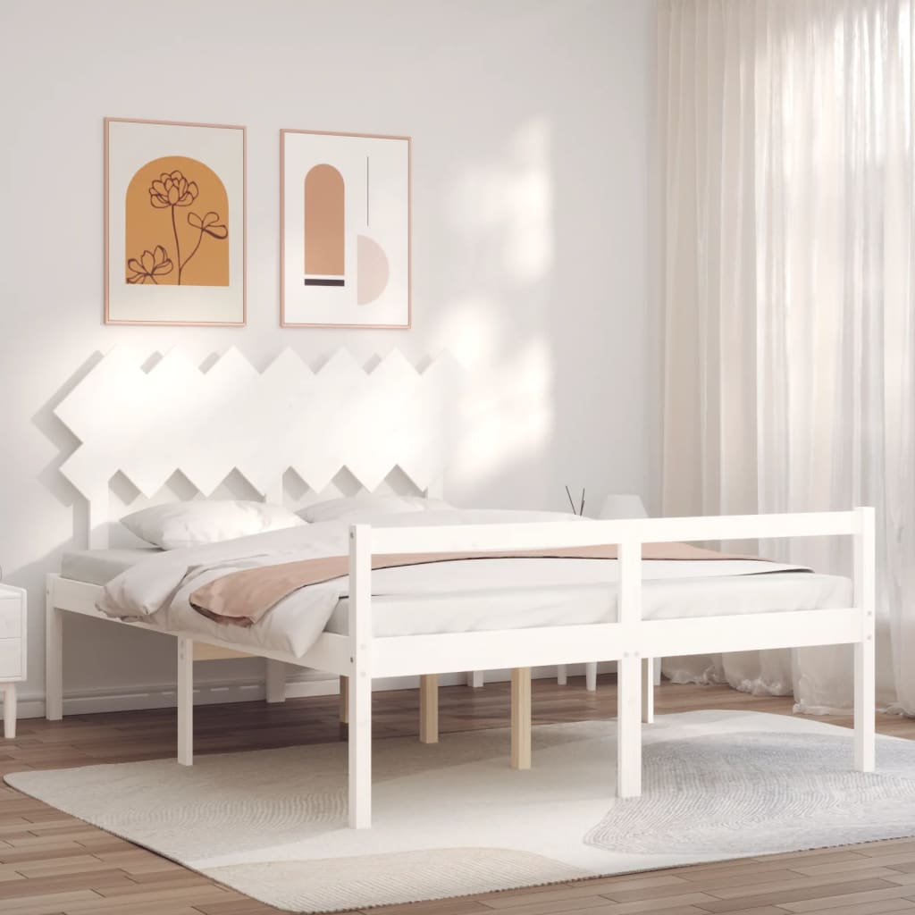 vidaXL Senior Bed without Mattress White 140x190 cm Solid Wood