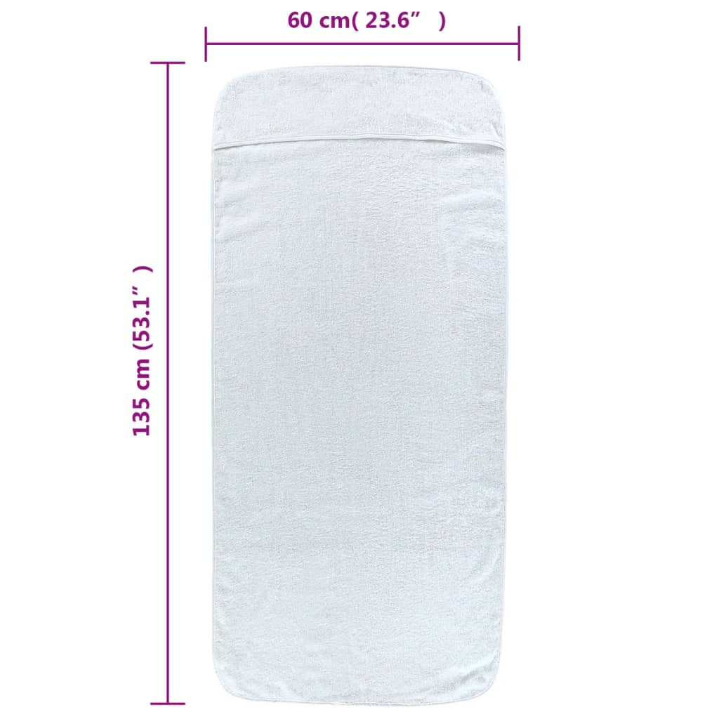 vidaXL Beach Towels 4 pcs White 60x135 cm Fabric 400 GSM