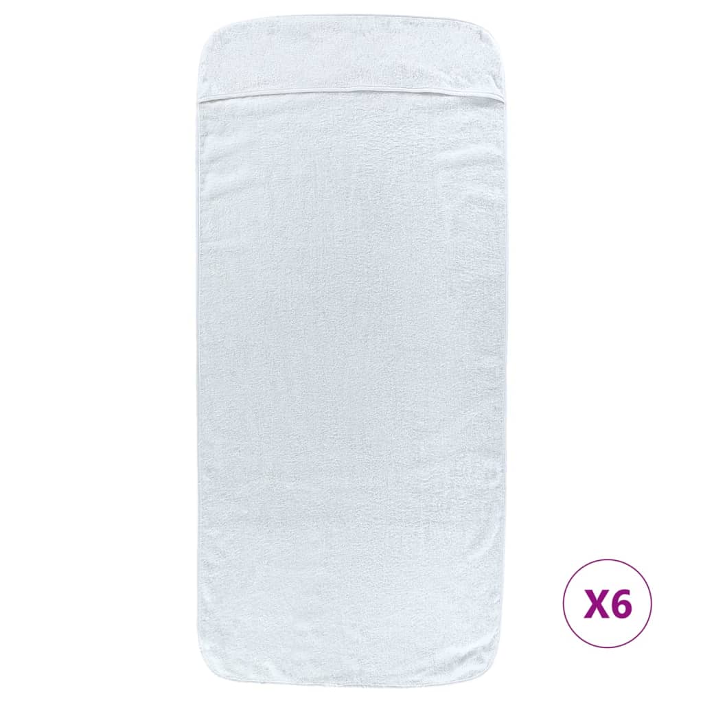 vidaXL Beach Towels 6 pcs White 60x135 cm Fabric 400 GSM