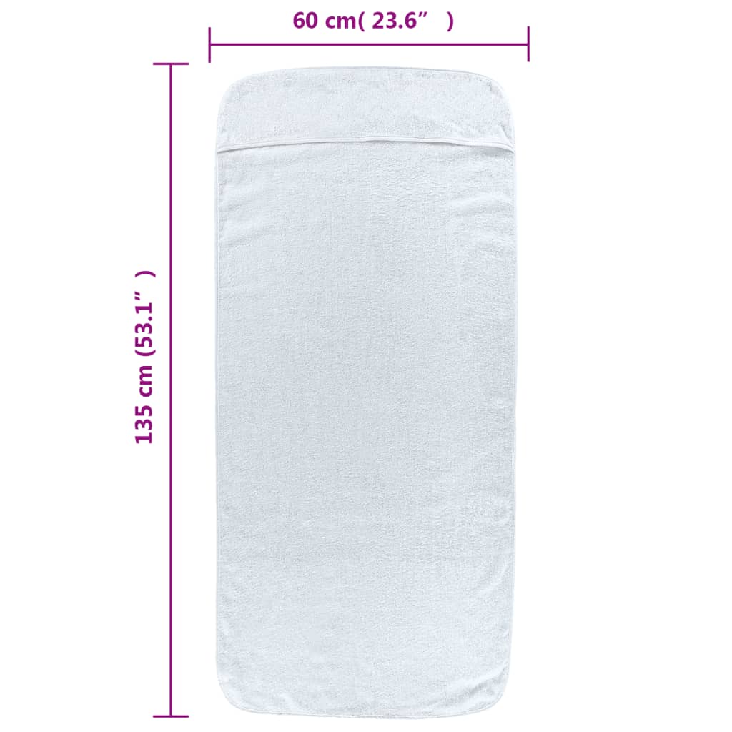 vidaXL Beach Towels 6 pcs White 60x135 cm Fabric 400 GSM