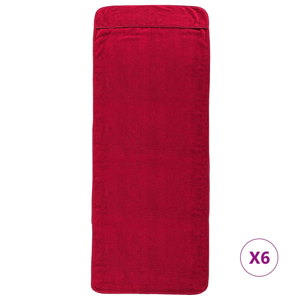 vidaXL Beach Towels 6 pcs Burgundy 60x135 cm Fabric 400 GSM