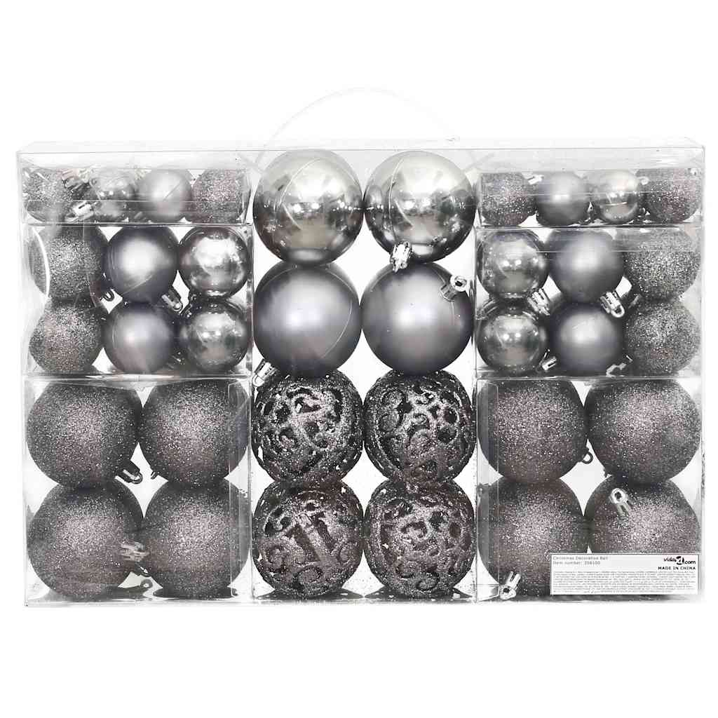 vidaXL Christmas Baubles 100 pcs Grey 3 / 4 / 6 cm