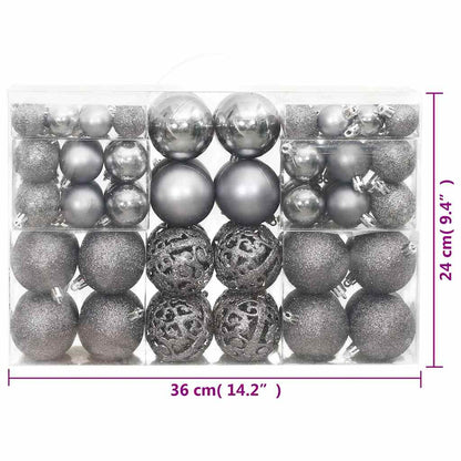 vidaXL Christmas Baubles 100 pcs Grey 3 / 4 / 6 cm