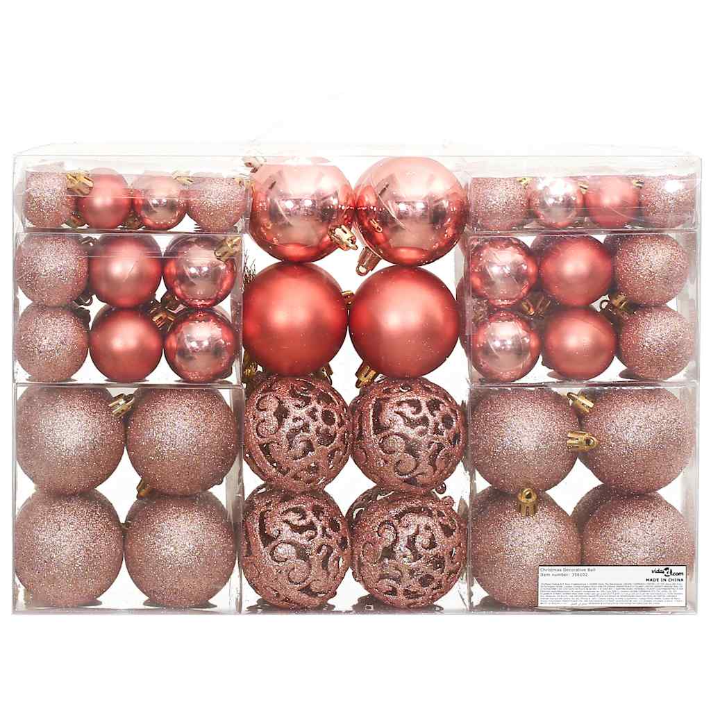 vidaXL Christmas Baubles 100 pcs Pink and Rose 3 / 4 / 6 cm