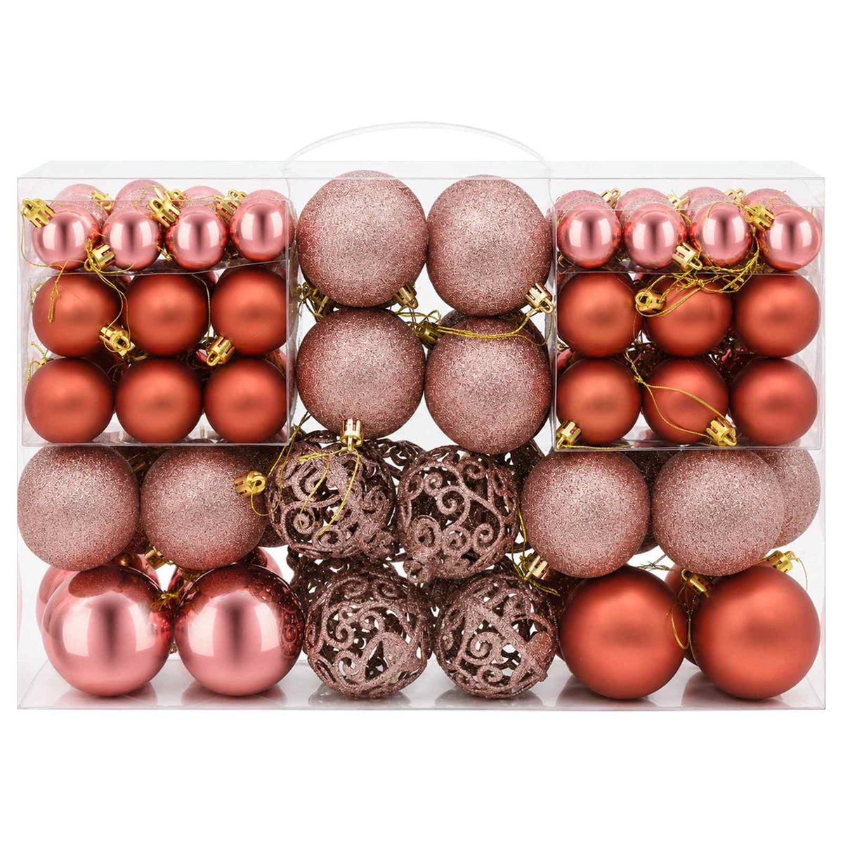 vidaXL Christmas Baubles 100 pcs Pink and Rose 3 / 4 / 6 cm