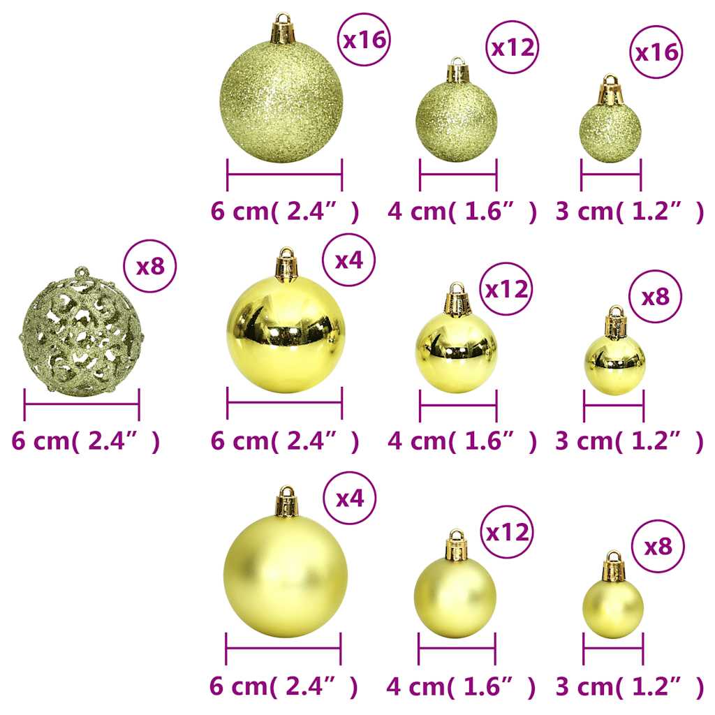 vidaXL Christmas Baubles 100 pcs Light Green 3 / 4 / 6 cm
