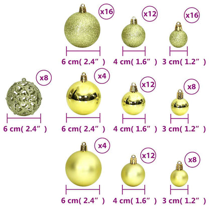 vidaXL Christmas Baubles 100 pcs Light Green 3 / 4 / 6 cm