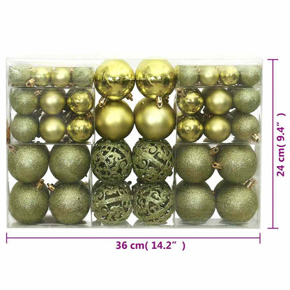 vidaXL Christmas Baubles 100 pcs Light Green 3 / 4 / 6 cm