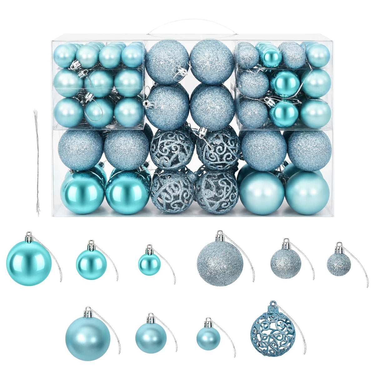vidaXL Christmas Baubles 100 pcs Turquoise 3 / 4 / 6 cm